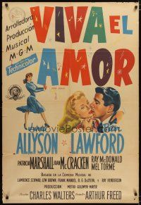3m651 GOOD NEWS Argentinean '47 June Allyson & Peter Lawford kissng + art of sexy dancer!