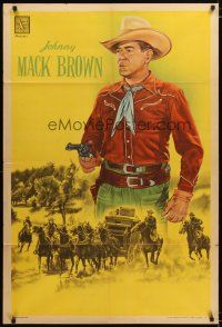 3m660 JOHNNY MACK BROWN stock Argentinean '40s cool art portrait of the cowboy star with gun!