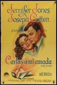 3m666 LOVE LETTERS Argentinean '45 romantic c/u art of Joseph Cotten & Jennifer Jones!