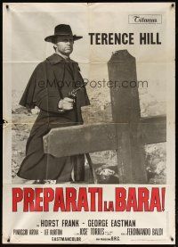 3m871 DJANGO PREPARE A COFFIN Italian 1p '68 cool c/u of Terence Hill as Django with gun by grave!