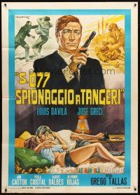 3m879 ESPIONAGE IN TANGIER Italian 1p '65 cool secret agent artwork by Rodolfo Gasparri!