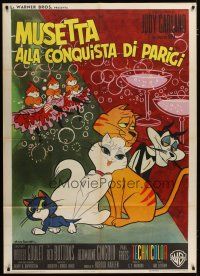 3m892 GAY PURR-EE Italian 1p '63 great Rodolfo Gasparri artwork of cartoon cats!
