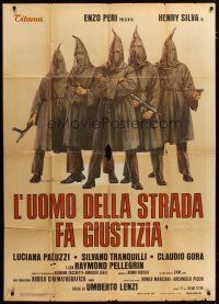 3m928 MANHUNT Italian 1p '75 Umberto Lenzi, Averardo Ciriello art of Klansmen with guns!