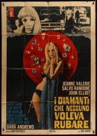3m939 NO DIAMONDS FOR URSULA Italian 1p '67 full-length art of sexy Jeanne Valerie w/gun & jewels!