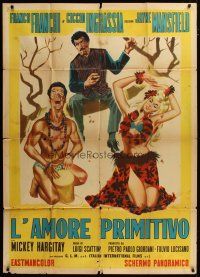 3m949 PRIMITIVE LOVE Italian 1p '64 art of sexiest Jayne Mansfield in skimpy outfit w/native!