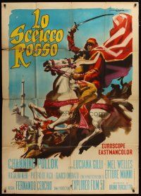 3m953 RED SHEIK Italian 1p '62 cool art of Channing Pollock on horse by Enrico De Seta!