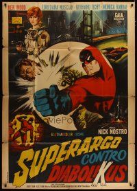 3m976 SUPERARGO VS. DIABOLICUS Italian 1p '66 cool art of masked hero by Renato Casaro!