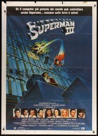 3m977 SUPERMAN III Italian 1p '83 art of Christopher Reeve flying with Richard Pryor by L. Salk!