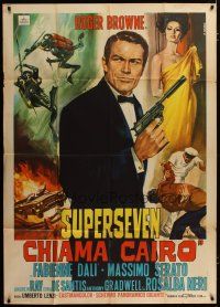 3m979 SUPERSEVEN CHIAMA CAIRO Italian 1p '65 Umberto Lenzi, art of spy Roger Browne by Casaro!