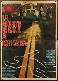 3m739 DEATH OCCURRED LAST NIGHT Italian 2p '70 art of Raf Vallone & cops at murder scene!