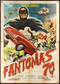 3m744 FANTOMAS Italian 2p '64 art of masked master thief Jean Marais by Enrico De Seta!