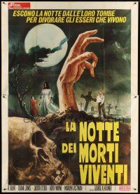 3m786 NIGHT OF THE LIVING DEAD Italian 2p '70 cool different Ciriello art of zombies in graveyard!