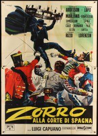 3m832 ZORRO IN THE COURT OF SPAIN Italian 2p '62 different Casaro art of masked hero on chandelier