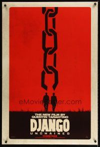 3p206 DJANGO UNCHAINED teaser DS 1sh '12 Jamie Foxx, Leonardo DiCaprio, cool chain design!