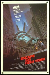 3p230 ESCAPE FROM NEW YORK 1sh '81 John Carpenter, art of decapitated Lady Liberty by Barry E. Jackson!