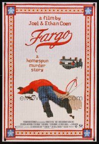 3p240 FARGO 1sh '96 a homespun murder story of greed from the Coen Brothers, great art!