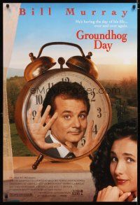 3p323 GROUNDHOG DAY 1sh '93 Bill Murray, Andie MacDowell, directed by Harold Ramis!