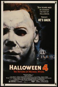 3p325 HALLOWEEN 4 1sh '88 Ten years ago he changed Halloween. tonight Michael Myers is back!