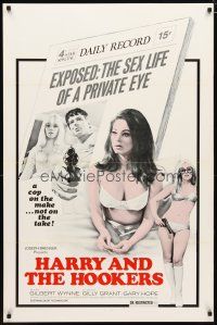 3p338 HARRY & THE HOOKERS 1sh '75 exposed, the sex life of a private eye, sexy art!