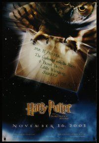 3p349 HARRY POTTER & THE PHILOSOPHER'S STONE teaser 1sh '01 Hedwig the owl carrying THE letter!