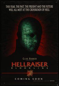 3p364 HELLRAISER: BLOODLINE teaser DS 1sh '96 Clive Barker, Pinhead at the crossroads of hell!