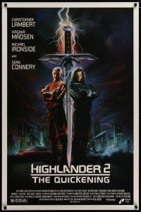 3p367 HIGHLANDER 2 1sh '91 great artwork of immortals Christopher Lambert & Sean Connery!