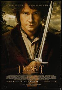 3p369 HOBBIT: AN UNEXPECTED JOURNEY int'l advance DS 1sh '12 Tolkien, Martin Freeman as Bilbo w/Sting!