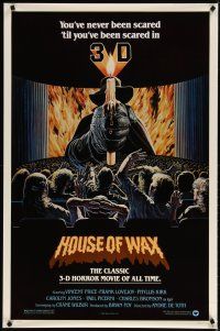 3p384 HOUSE OF WAX 1sh R81 cool Larry Salk 3-D horror artwork of man holding burning candle!