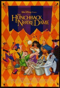 3p390 HUNCHBACK OF NOTRE DAME int'l DS 1sh '96 Walt Disney cartoon, cool checkerboard art!