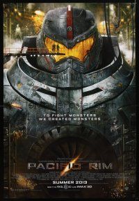 3p593 PACIFIC RIM advance DS 1sh '13 Guillermo del Toro directed sci-fi, Idris Elba, Gipsy Danger!