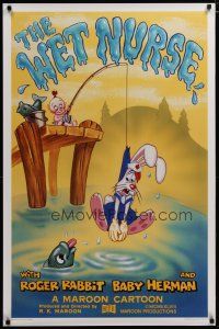 3p823 WET NURSE Kilian 1sh '88 Baby Herman goes fishing w/Roger Rabbit as the bait!