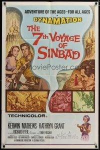 3r141 7th VOYAGE OF SINBAD 1sh R71 Kerwin Mathews, Kathryn Grant, Ray Harryhausen fantasy classic!