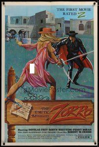 3x255 EROTIC ADVENTURES OF ZORRO 1sh '72 sexy rated Z masked hero!