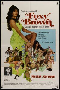 3x303 FOXY BROWN 1sh '74 don't mess w/Pam Grier, meanest chick in town, she'll put you on ice!