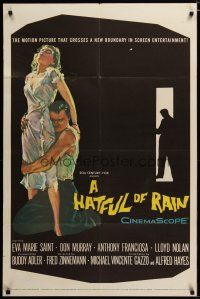 3x346 HATFUL OF RAIN 1sh '57 Fred Zinnemann early drug classic, cool artwork!