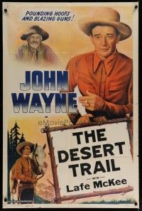 3x001 JOHN WAYNE 1sh '40s great image of The Duke, The Desert Trail!