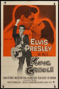 3x433 KING CREOLE 1sh '58 great image of Elvis Presley with guitar & sexy Carolyn Jones!