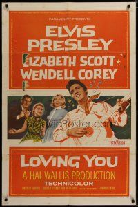 3x480 LOVING YOU 1sh '57 Elvis Presley, Lizabeth Scott, Wendell Corey & Dolores Hart!