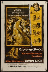 3x523 MOBY DICK 1sh '56 John Huston, great art of Gregory Peck & the giant whale!