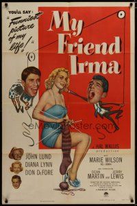 3x542 MY FRIEND IRMA 1sh '49 first Dean Martin & Jerry Lewis, wacky image, sexy Marie Wilson!