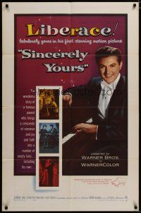 3x748 SINCERELY YOURS 1sh '55 famous pianist Liberace brings a crescendo of love to empty lives!