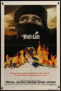 3x966 WIND & THE LION 1sh '75 art of Sean Connery in shemagh, Candice Bergen, John Milius!