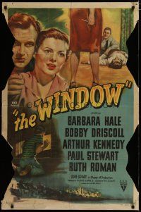 3x967 WINDOW style A 1sh '49 Bobby Driscoll is alone with terror at the window, great noir art!