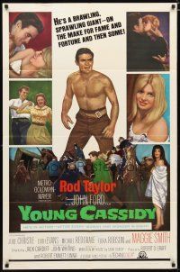 3x986 YOUNG CASSIDY 1sh '65 John Ford, bellowing, brawling, womanizing Rod Taylor!