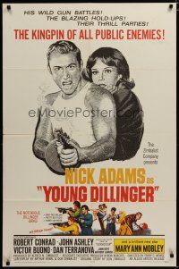 3x987 YOUNG DILLINGER 1sh '65 Nick Adams, Mary Ann Mobley, filmed with machine-gun speed!