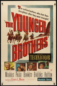 3x989 YOUNGER BROTHERS 1sh '49 outlaw brothers Wayne Morris, Bruce Bennett & Robert Hutton!