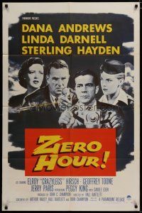 3x994 ZERO HOUR 1sh '57 Dana Andrews, Linda Darnell, Sterling Hayden, parodied in Airplane!