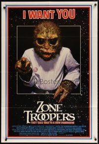 3x996 ZONE TROOPERS 1sh '85 Uncle Sam-like alien, parody of James Montgomery Flagg's I Want You!