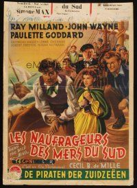 4a608 REAP THE WILD WIND Belgian '42 c/u of Ray Milland, Paulette Goddard & Raymond Massey!