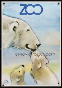 4a281 ZOO Polish 27x38 '79 cute Waldemar Swierzy art of polar bears!